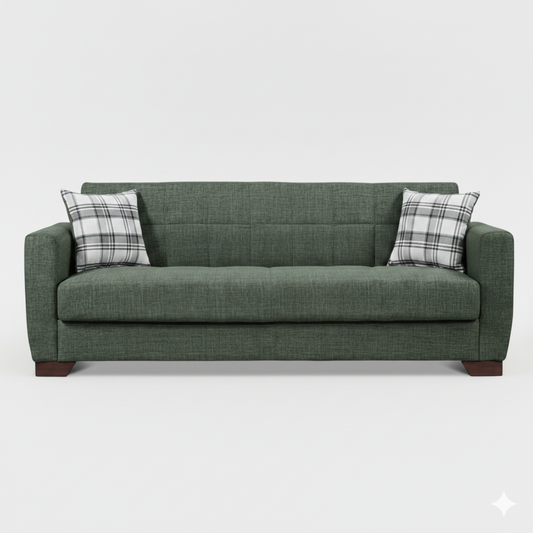 Canapé convertible 3 Places Vert avec Coussins