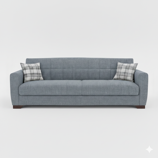 Canapé convertible 3 Places Gris Clair avec Coussins